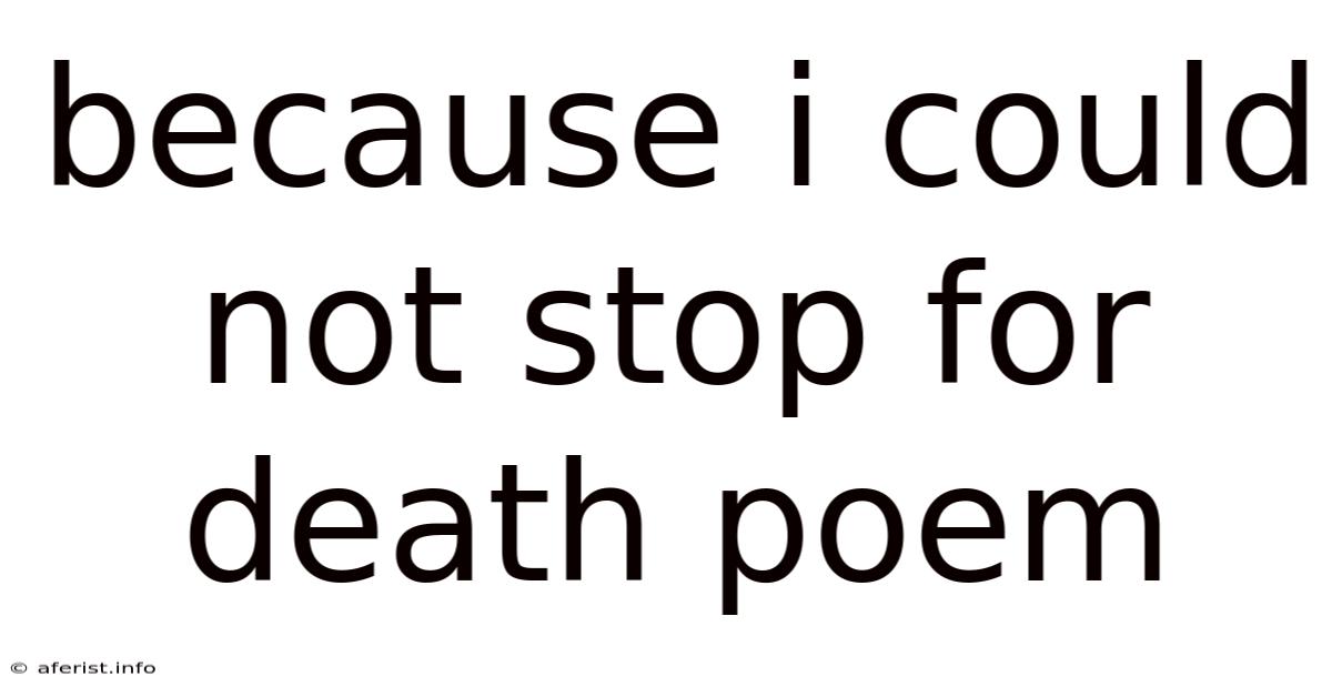 Because I Could Not Stop For Death Poem