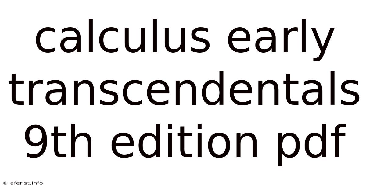 Calculus Early Transcendentals 9th Edition Pdf