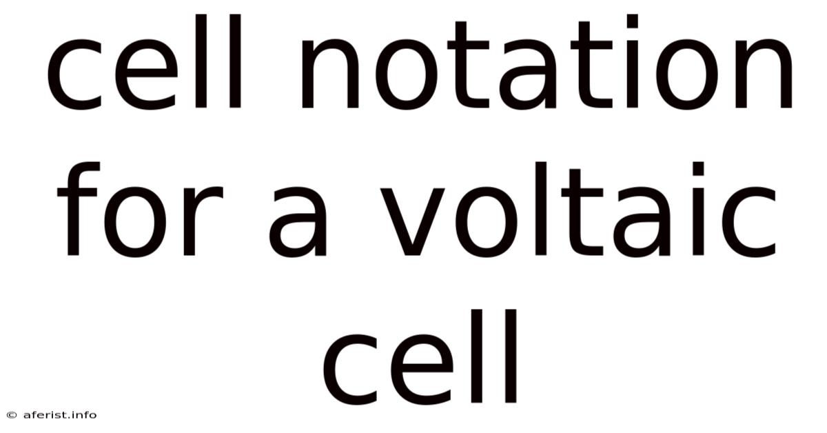 Cell Notation For A Voltaic Cell