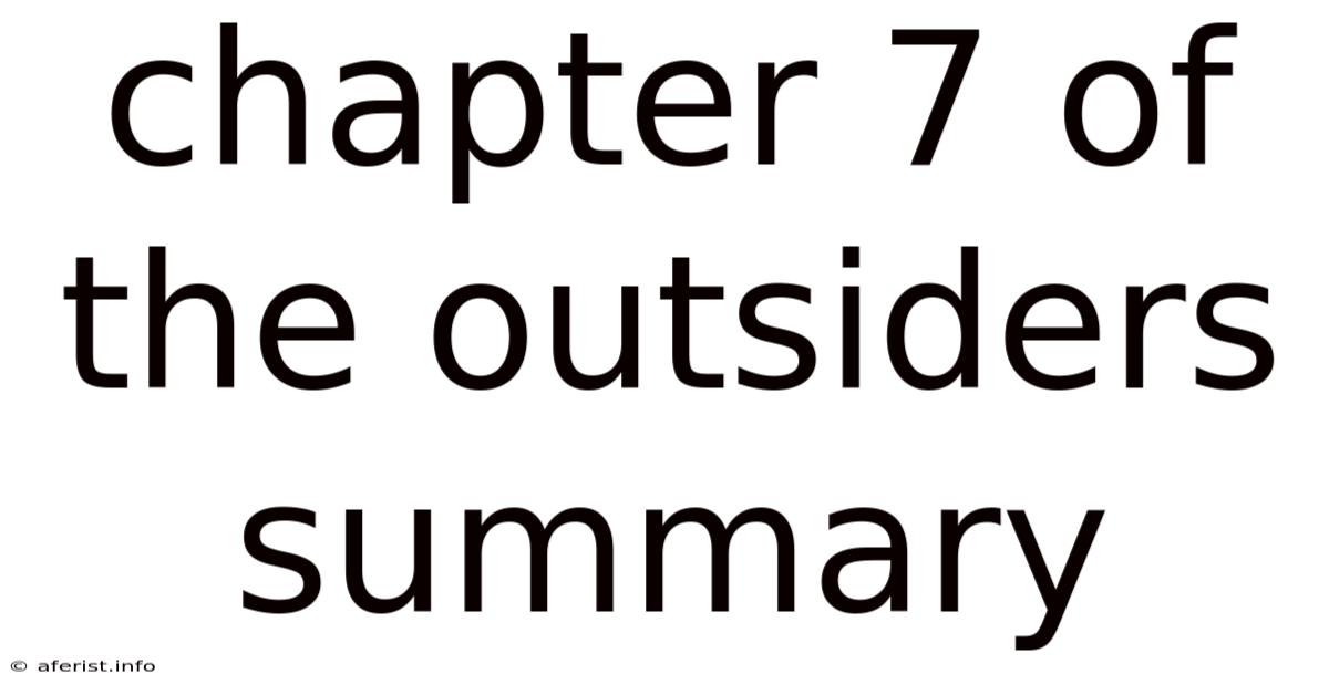 Chapter 7 Of The Outsiders Summary