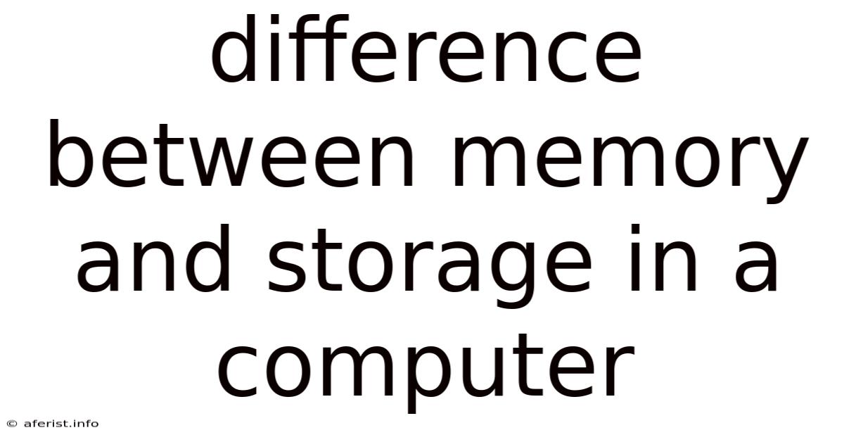 Difference Between Memory And Storage In A Computer