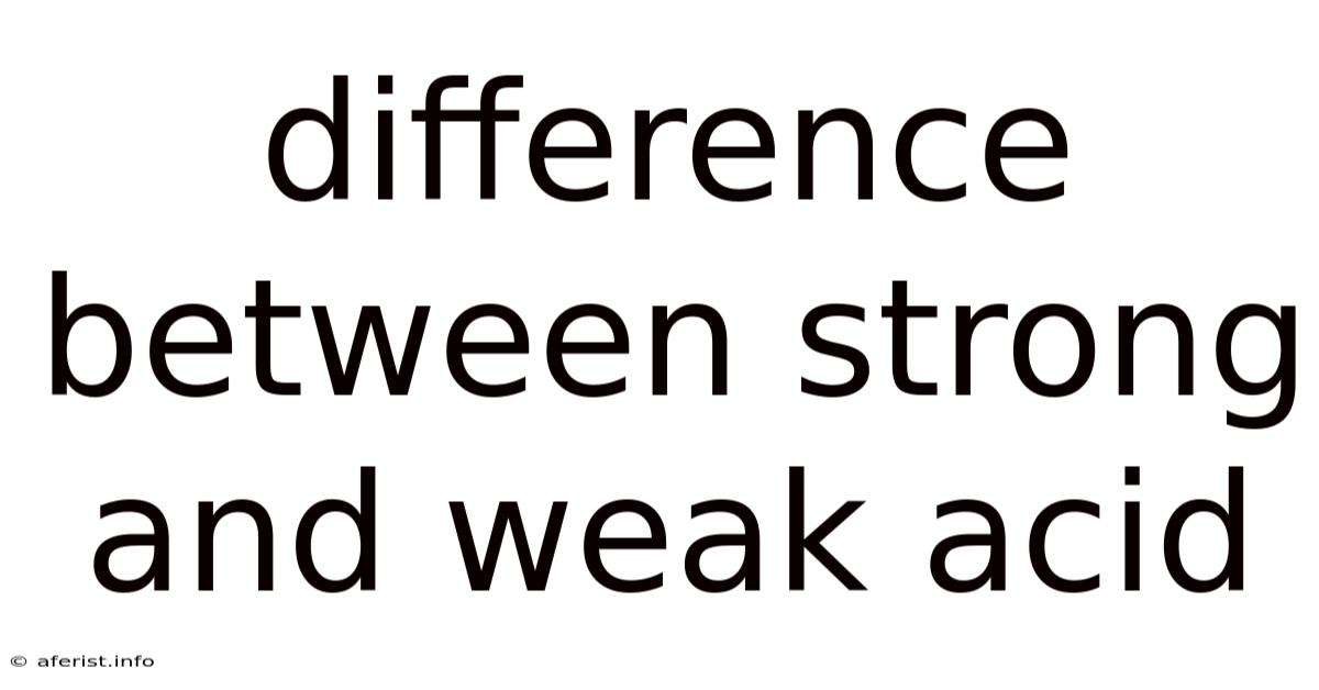 Difference Between Strong And Weak Acid