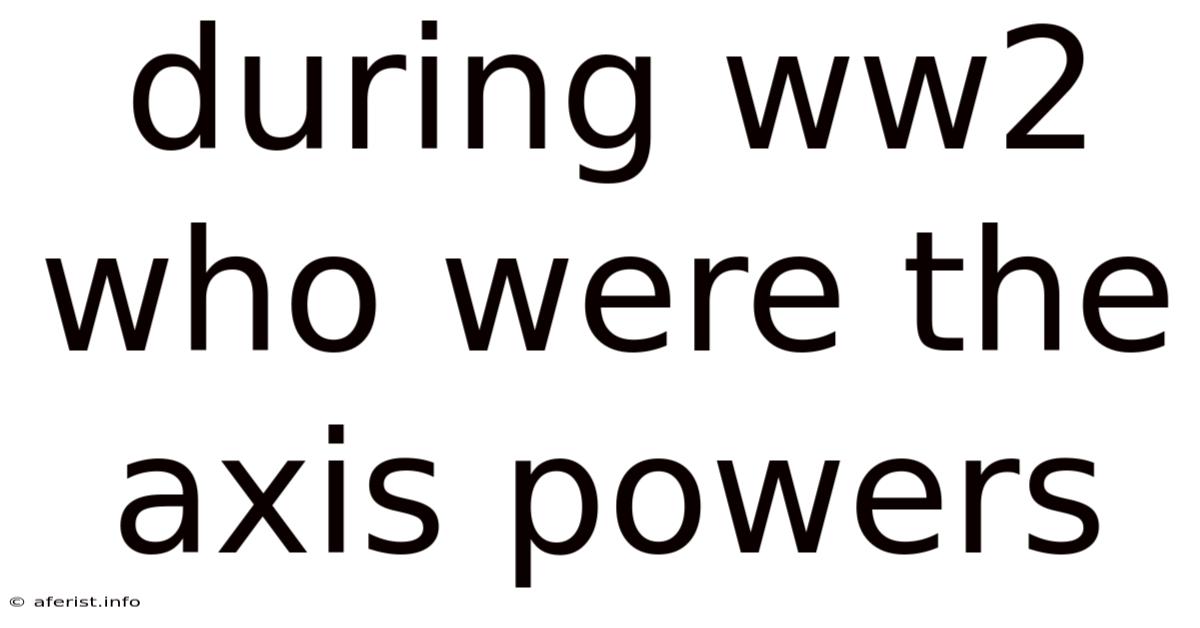 During Ww2 Who Were The Axis Powers