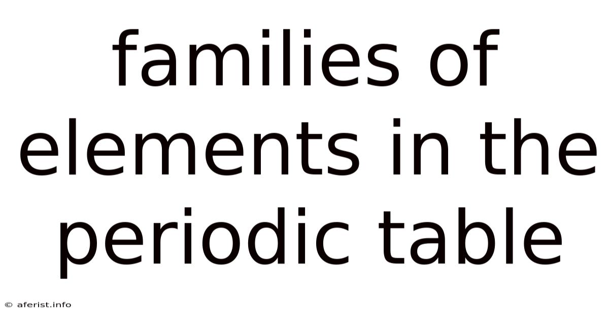 Families Of Elements In The Periodic Table