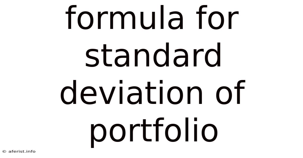 Formula For Standard Deviation Of Portfolio
