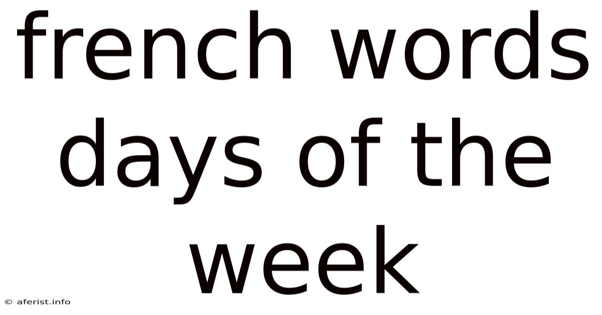French Words Days Of The Week