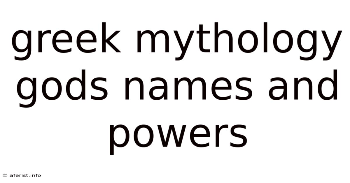 Greek Mythology Gods Names And Powers