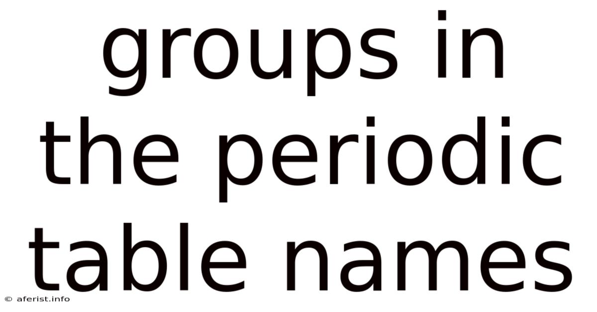 Groups In The Periodic Table Names