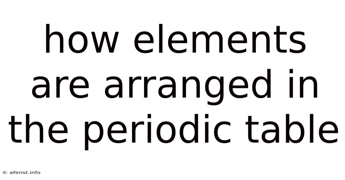 How Elements Are Arranged In The Periodic Table