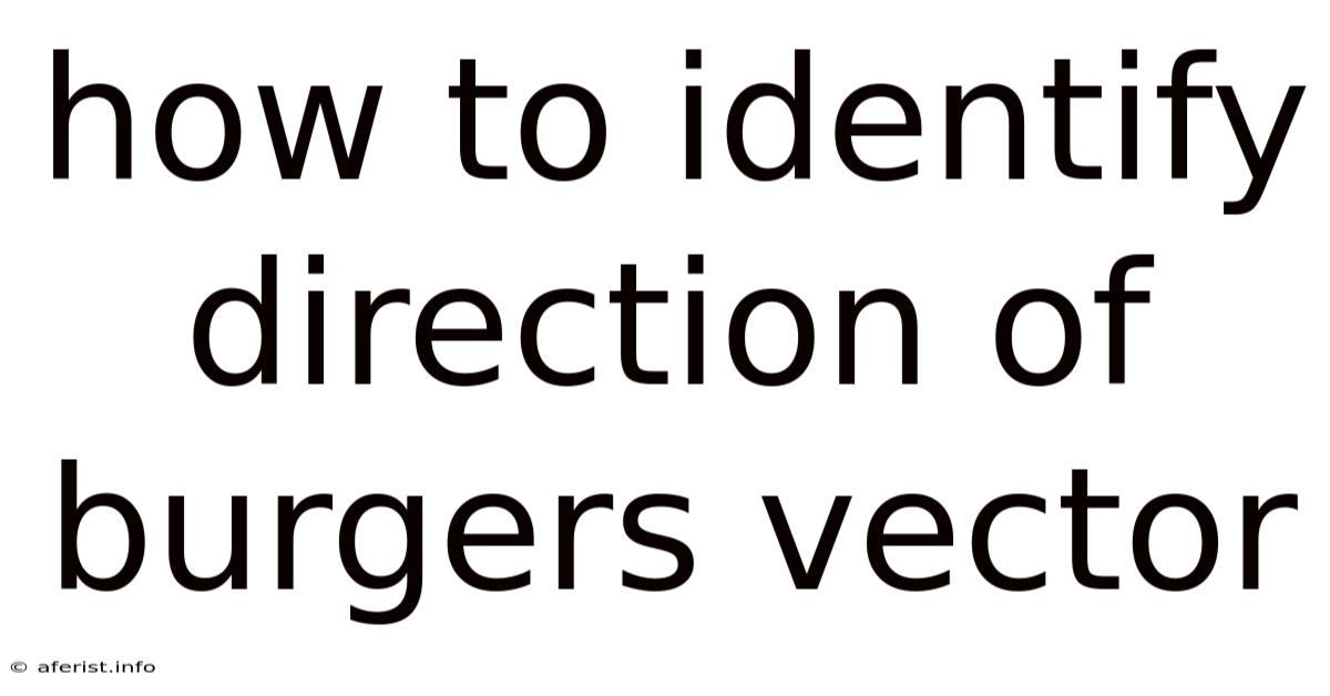 How To Identify Direction Of Burgers Vector