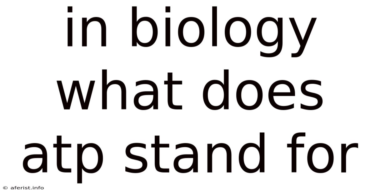 In Biology What Does Atp Stand For