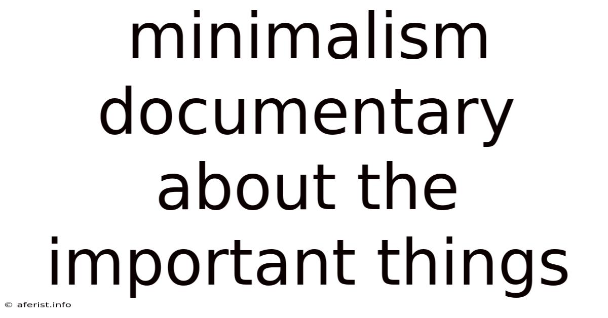 Minimalism Documentary About The Important Things