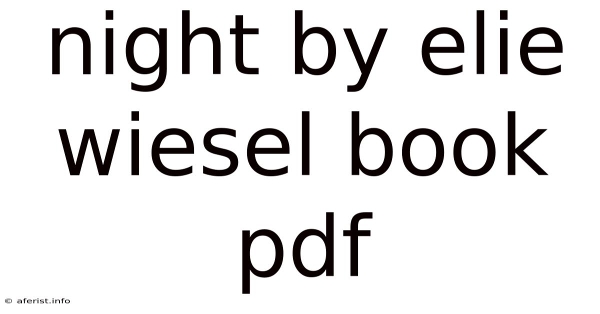 Night By Elie Wiesel Book Pdf