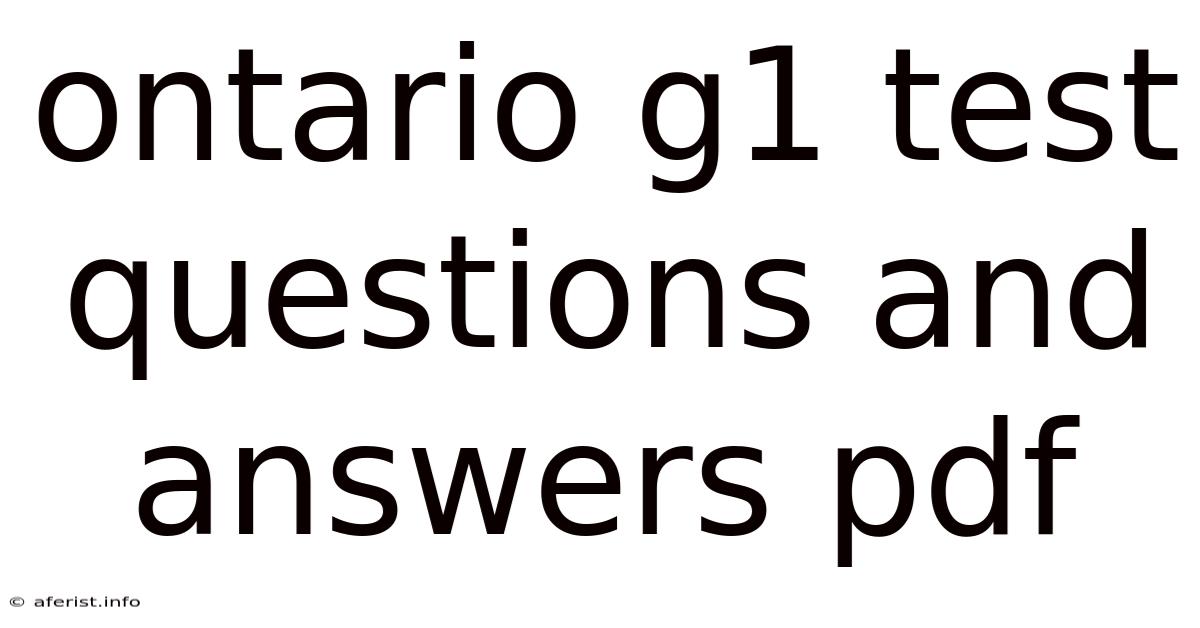 Ontario G1 Test Questions And Answers Pdf