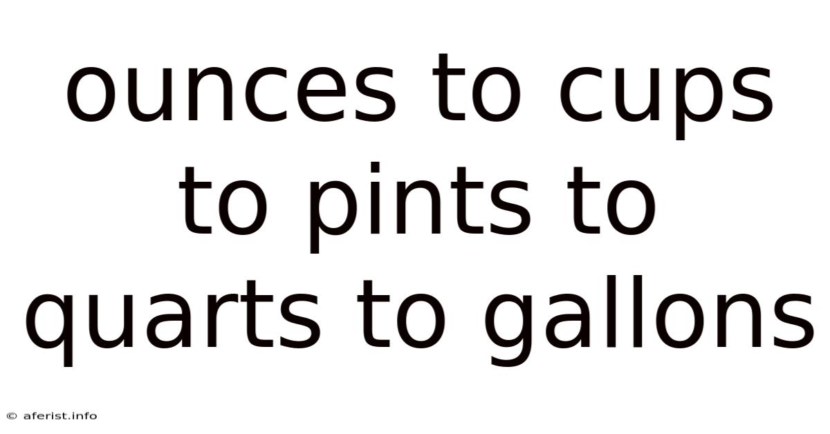 Ounces To Cups To Pints To Quarts To Gallons