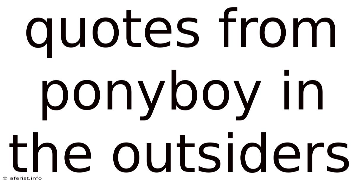 Quotes From Ponyboy In The Outsiders
