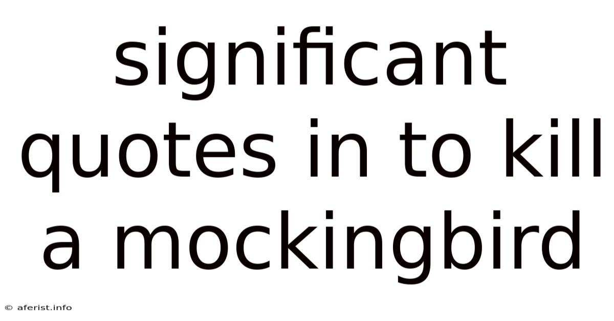 Significant Quotes In To Kill A Mockingbird