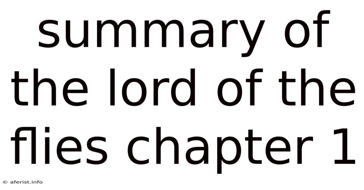 Summary Of The Lord Of The Flies Chapter 1
