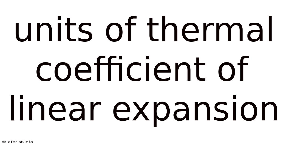 Units Of Thermal Coefficient Of Linear Expansion