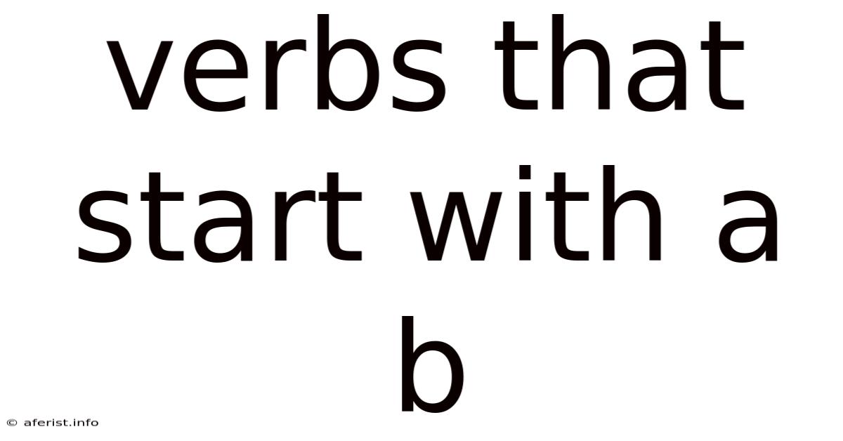 Verbs That Start With A B