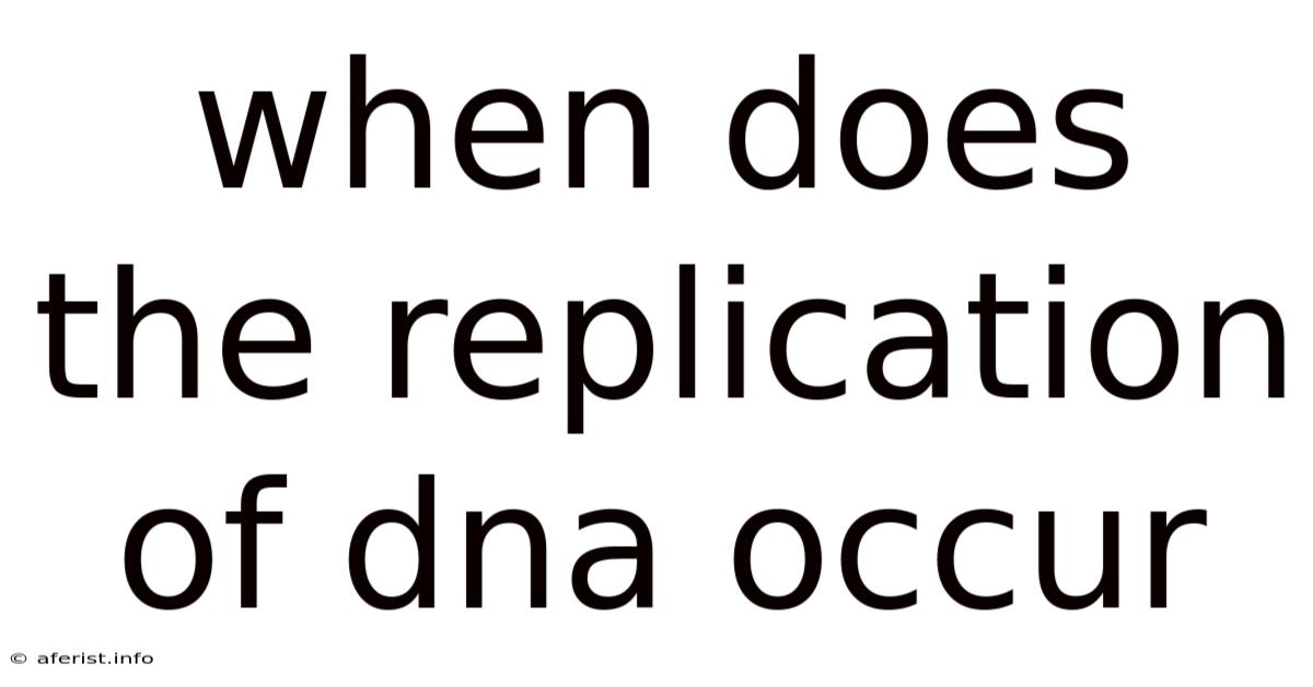 When Does The Replication Of Dna Occur