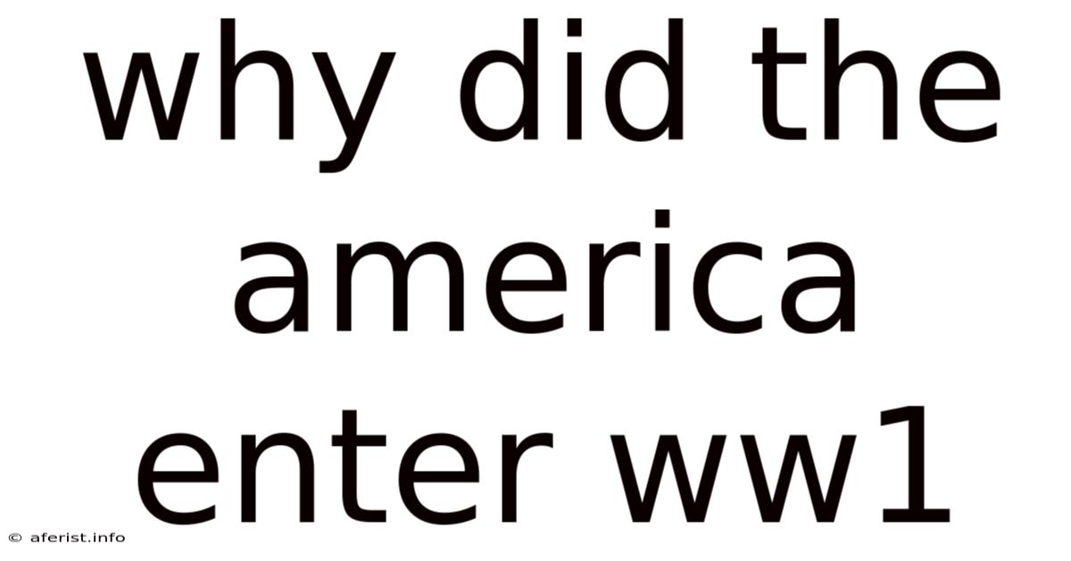 Why Did The America Enter Ww1